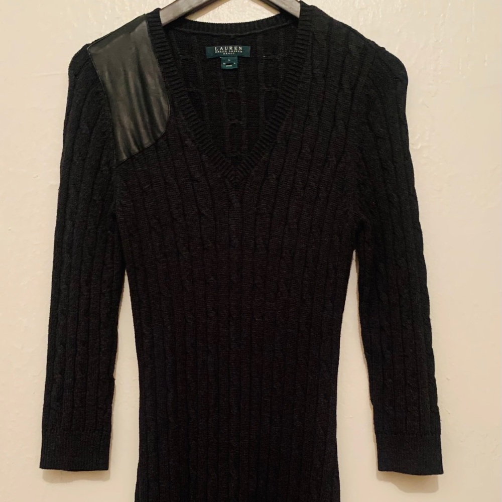 V-neck cable knit dress